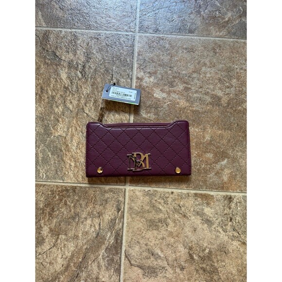 Burgundy Vegan Leather Long Wallet by Badgley Mischka - Picture 1 of 8
